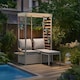image 2 of SUNJOY Outdoor 2-Seater Sofa with Footstool Patio Loveseat with Storage and UV Resistant Canopy Patio Garden Furniture Set for Balcony Backyard Grey | Beige