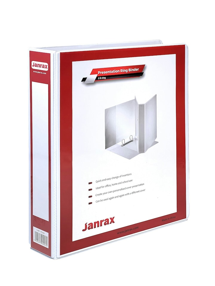 image 1 of A4 White 2.5” (63mm) Presentation 2D Ring Binder with Fully Customisable Covers