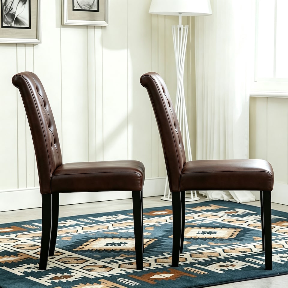 image 1 of MCC Direct Set of 2 Fabric Linen Button Back Kitchen Dining Chairs