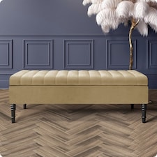 Safar 180cm Ottoman Storage Bench - Plush Velvet Shoe Bench - Mink Lined Upholstery Storage Footstool