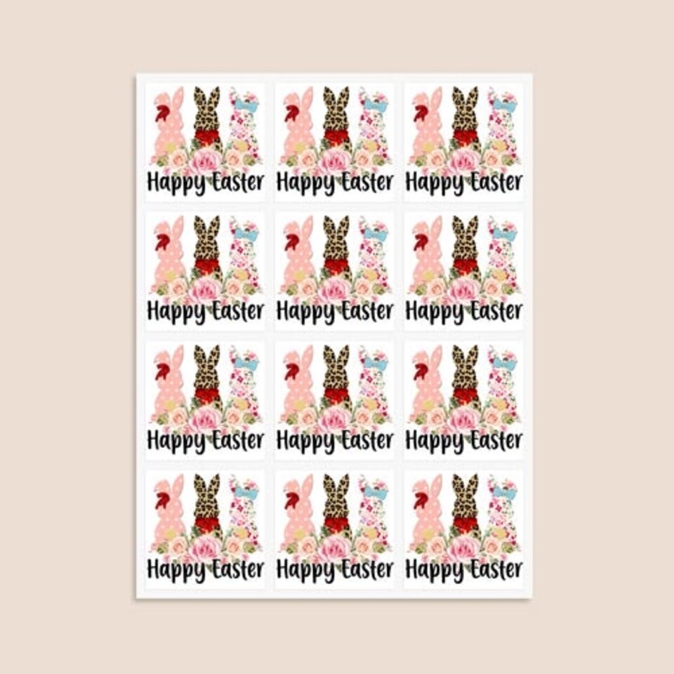 image 1 of Happy Easter Square Stickers 65mm - Sheet of 12