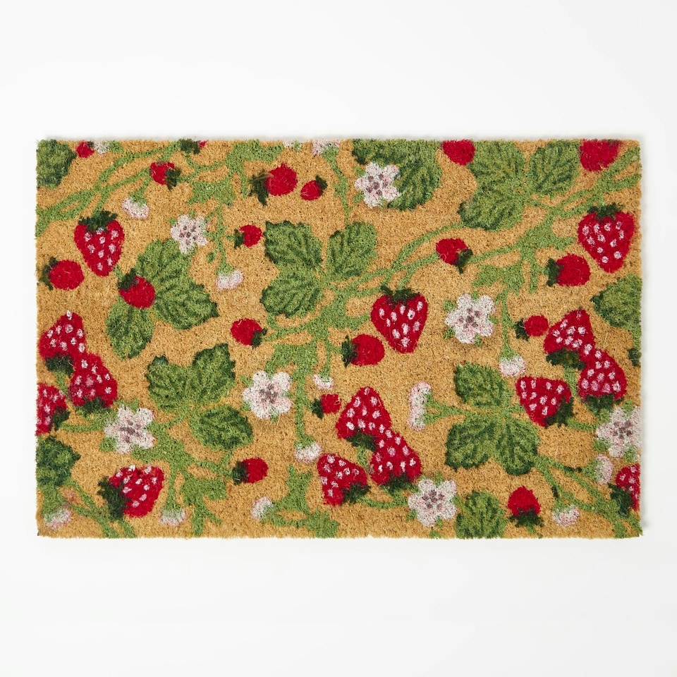 image 1 of Homescapes Strawberry Non-Slip Coir Doormat