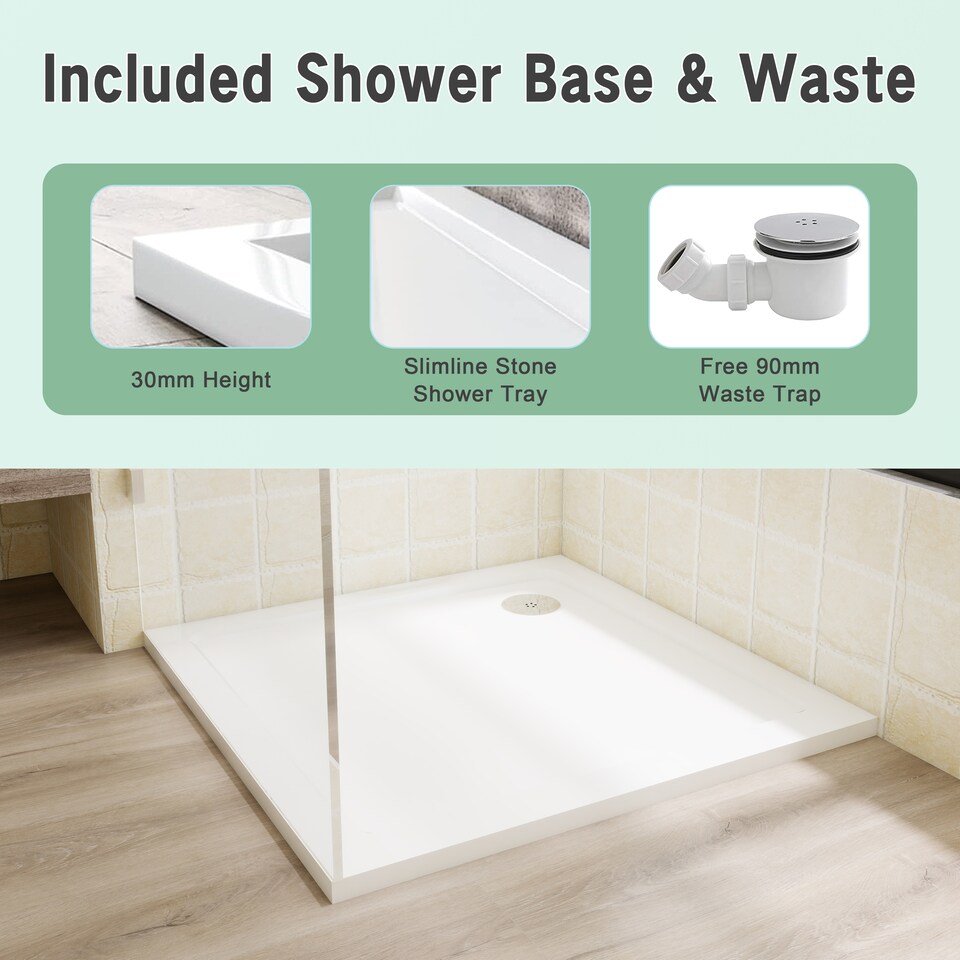 image 1 of Stech Homes 1700x1850mm Reversible Bathroom Sliding Door Shower Enclosure Cubicle 5mm Toughened Glass with 1700x800mm Tray and Free Waste