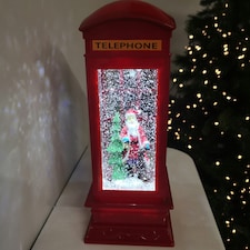 26.5cm Premier Christmas Water Spinner Telephone Box Design - Choose From Snowman Family Or Santa