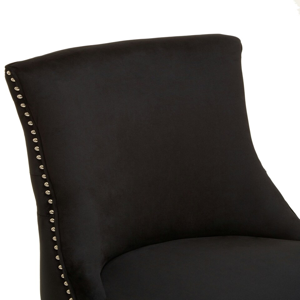 image 1 of Interiors by Premier Black Velvet Dining Chair, Curved High Back Office Chair, Aesthetic Velvet Accent chair for Living Room