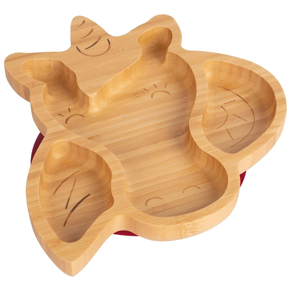 image 1 of Tiny Dining Children's Bamboo Suction Unicorn Plate - Red Red