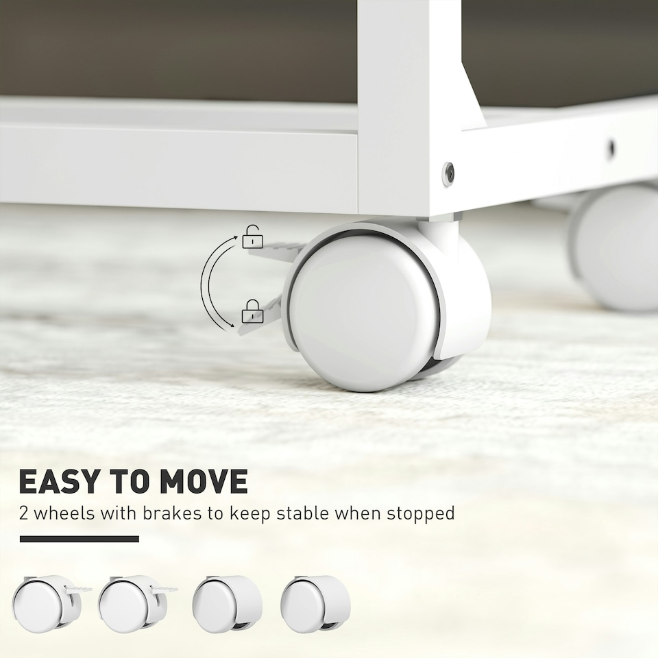 image 1 of HOMCOM C-Shaped Sofa Side Table, Height Adjustable Overbed Table, Oak | Brown | White | Adjustable height 62.5-82.5 cm | 1