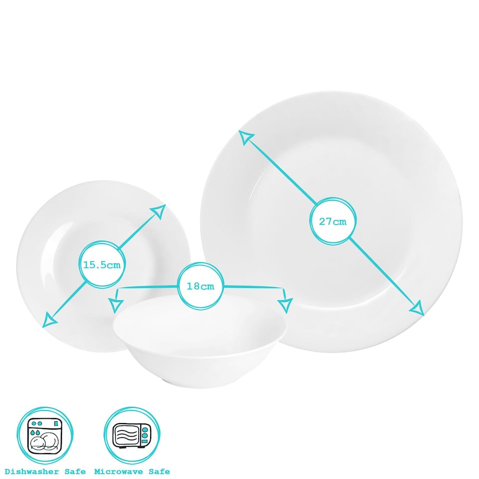image 1 of Argon Tableware 18pc White Porcelain Dinner Set
