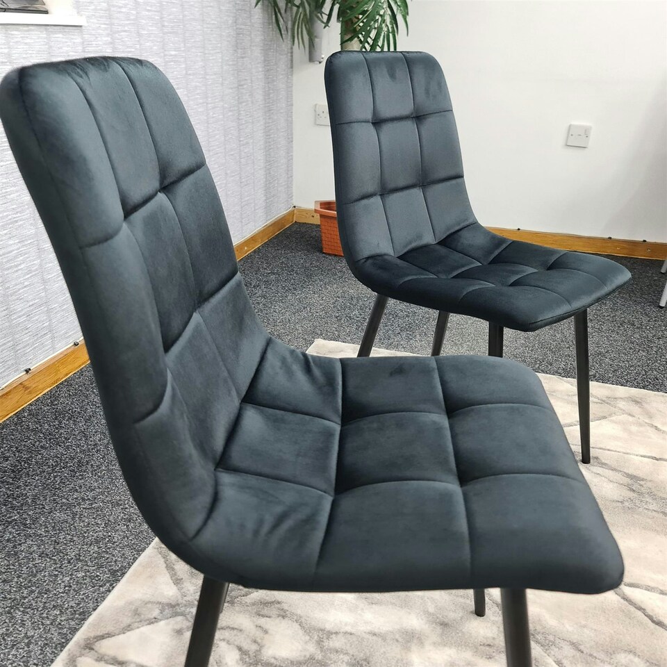 image 1 of Dining Chairs Set of 2 Black Velvet Kitchen Chairs Black