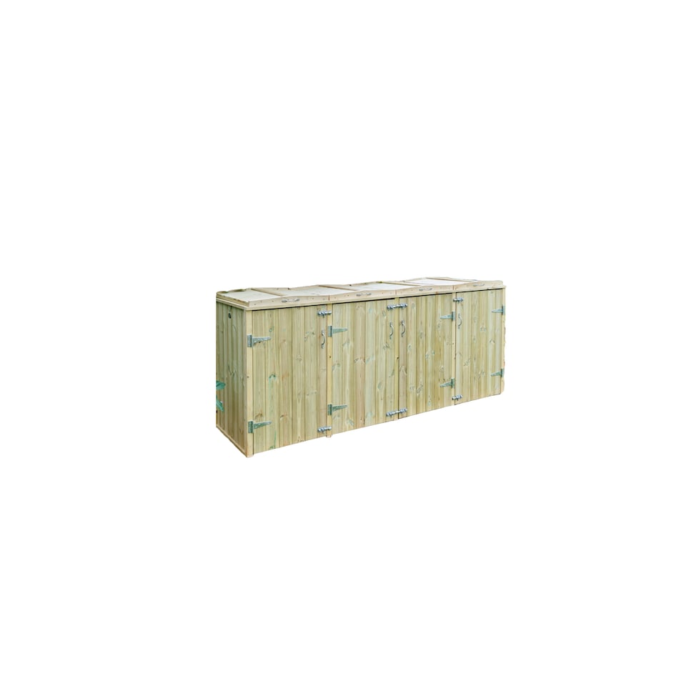 image 1 of Shireburn Quad Wheelie Bin Store - L80.4 x W250.5 x H120 cm - Fits 1 x 180L or 240L & 3 x 140L Wheelie Bins
