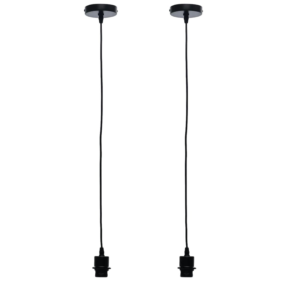 image 1 of Set of 2 Cassidy - Black Ceiling Pendant Flex Suspension Kits for Easy Fit Shades | Black | 1