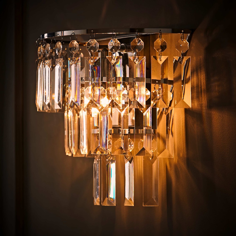 image 1 of ValueLights Pair Kelsks Chrome & Acrylic Droplet Wall Light | Chrome