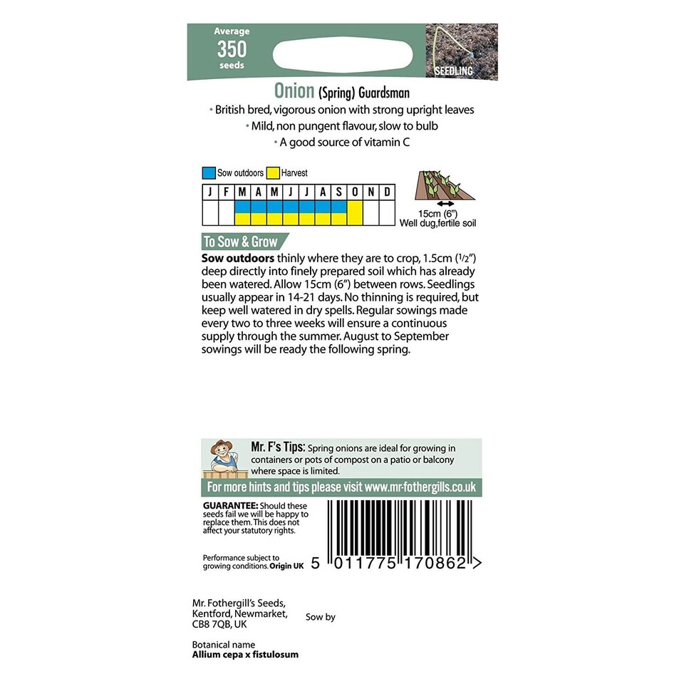 image 1 of Mr. Fothergills Onion (Spring) Guardsman Seeds