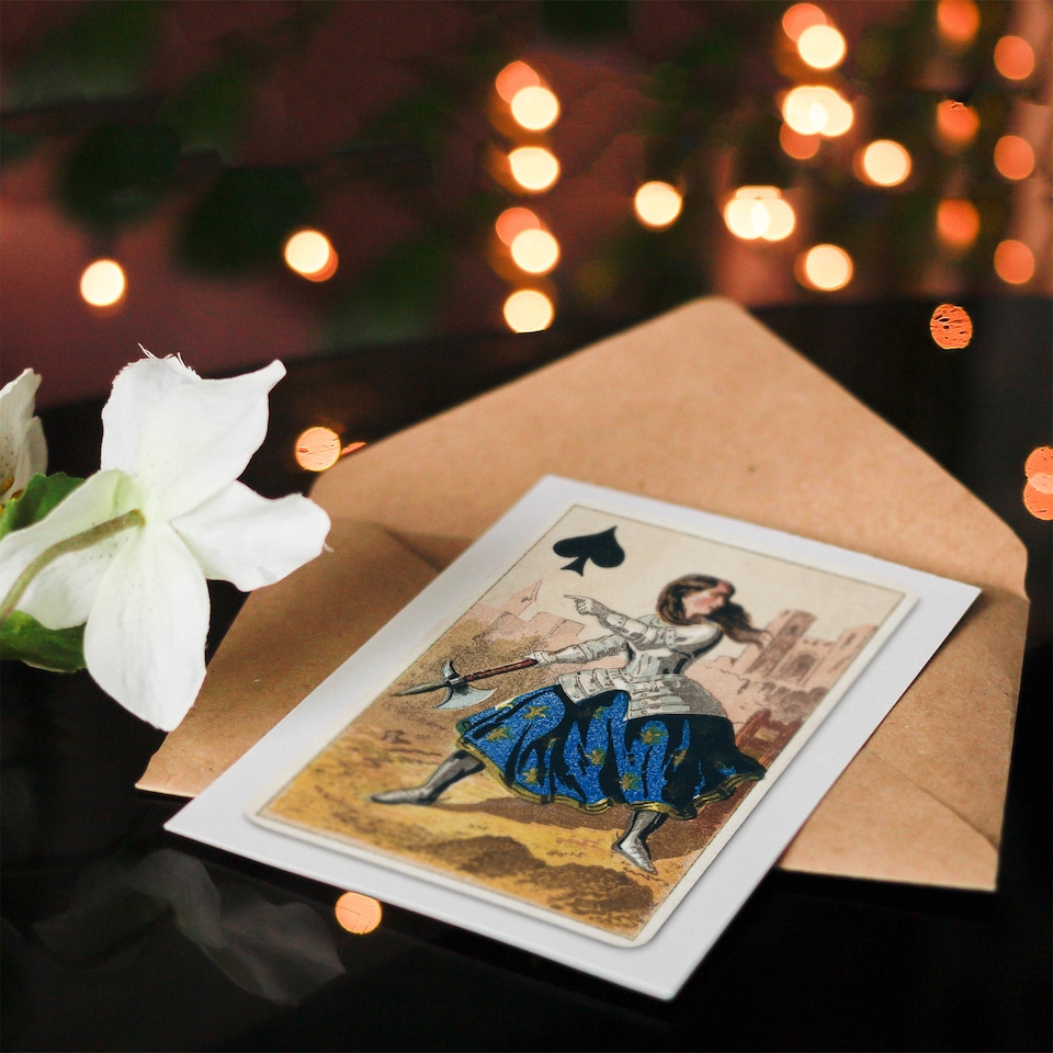 image 1 of E Le Tellier Joan of Arc Queen of Spades Art Greeting Card