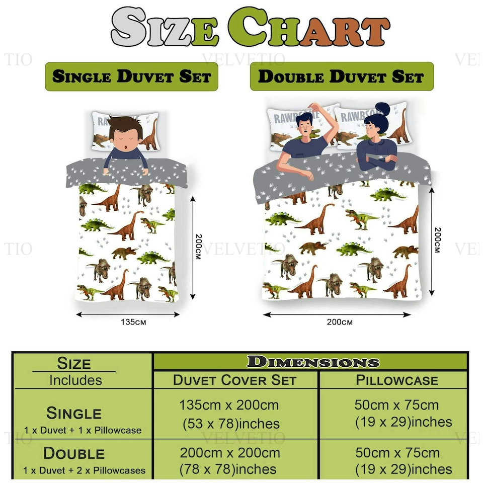 image 1 of VELVETIO Dinosaur Duvet Cover Set Soft Polycotton Kids Beddings Multi | Single