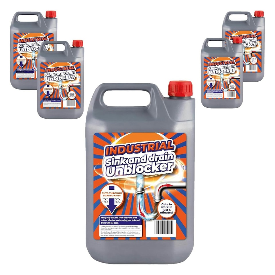 image 1 of 2 x 5L Strong Heavy Duty Industrial Sink & Drain Unblocker Cuts Through Standing Water Fast Effect