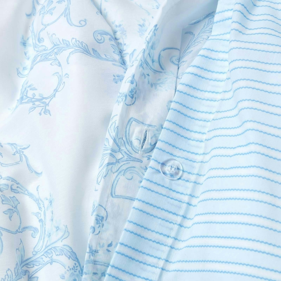 image 1 of Homescapes French Toile Patterned Duvet Cover Set, Double | Blue