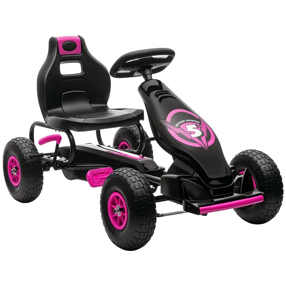 image 1 of HOMCOM Children Pedal Go Kart w/ Adjustable Seat, Rubber Wheels, Brake - Pink