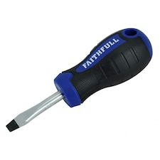 Faithfull Soft Grip Stubby Screwdriver Flared Slotted Tip 6.5 X 38mm - Multi Colour - One Size