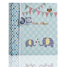 ARPAN Slip In Memo Baby Photo Album – Holds 200 Photos 4x6" (10x15cm) – Elephant Design with Index Pages & CD/DVD Pocket