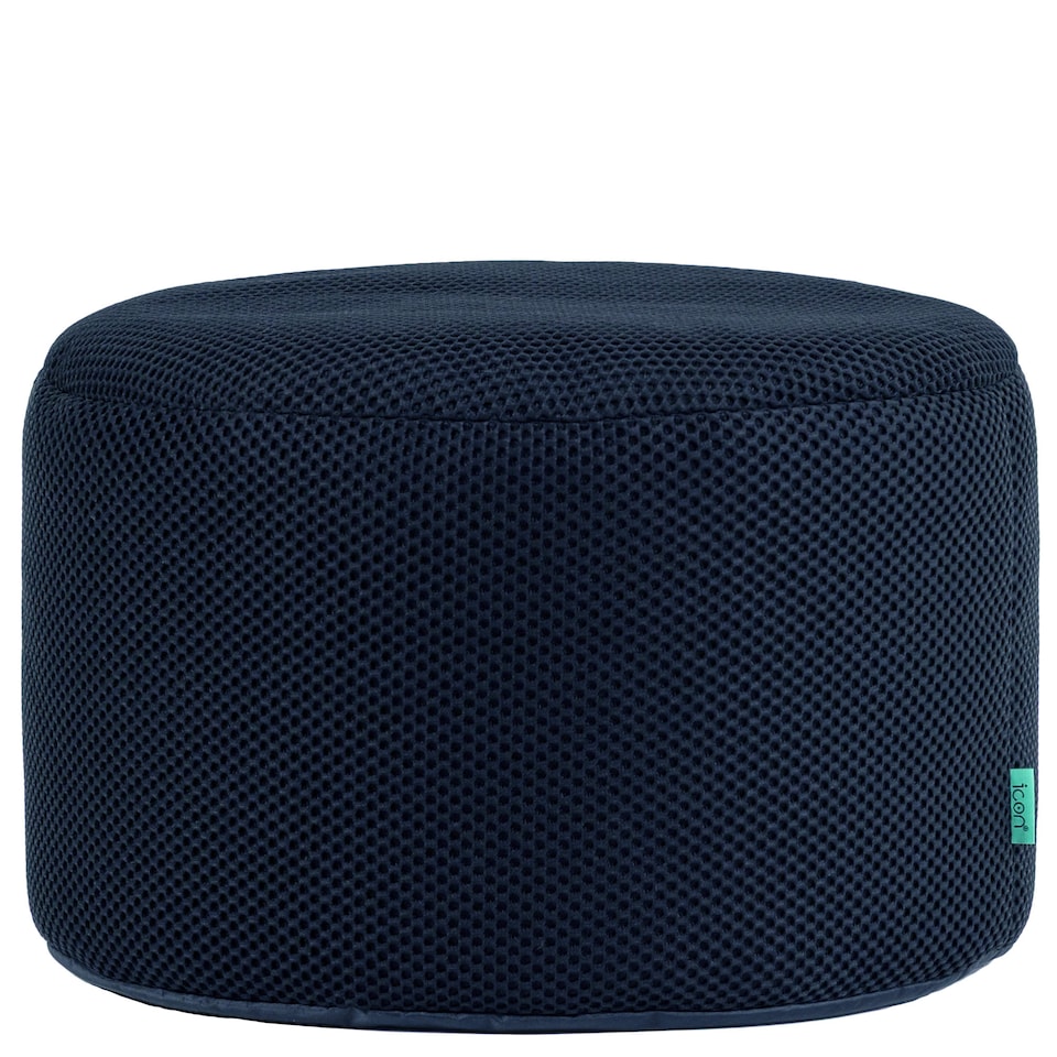 image 1 of Icon Gaming Performance Mesh Round Footstool Bean Bag, Navy Blue