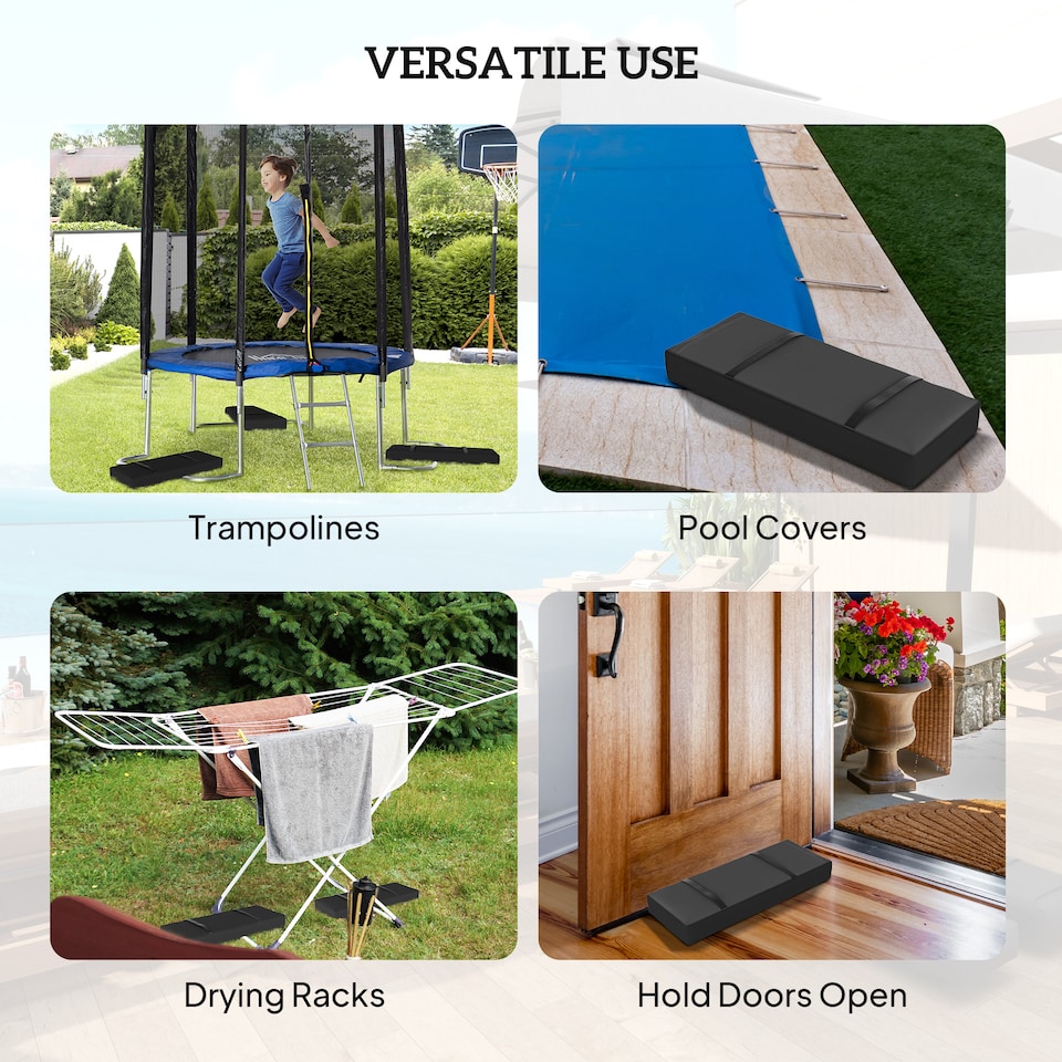 image 1 of Outsunny Parasol Weights Set of 2, Parasol Base Weights Bags, 25kg Fillable Sandbag Weights with Handles, Cantilever Umbrella Base Weights, Black