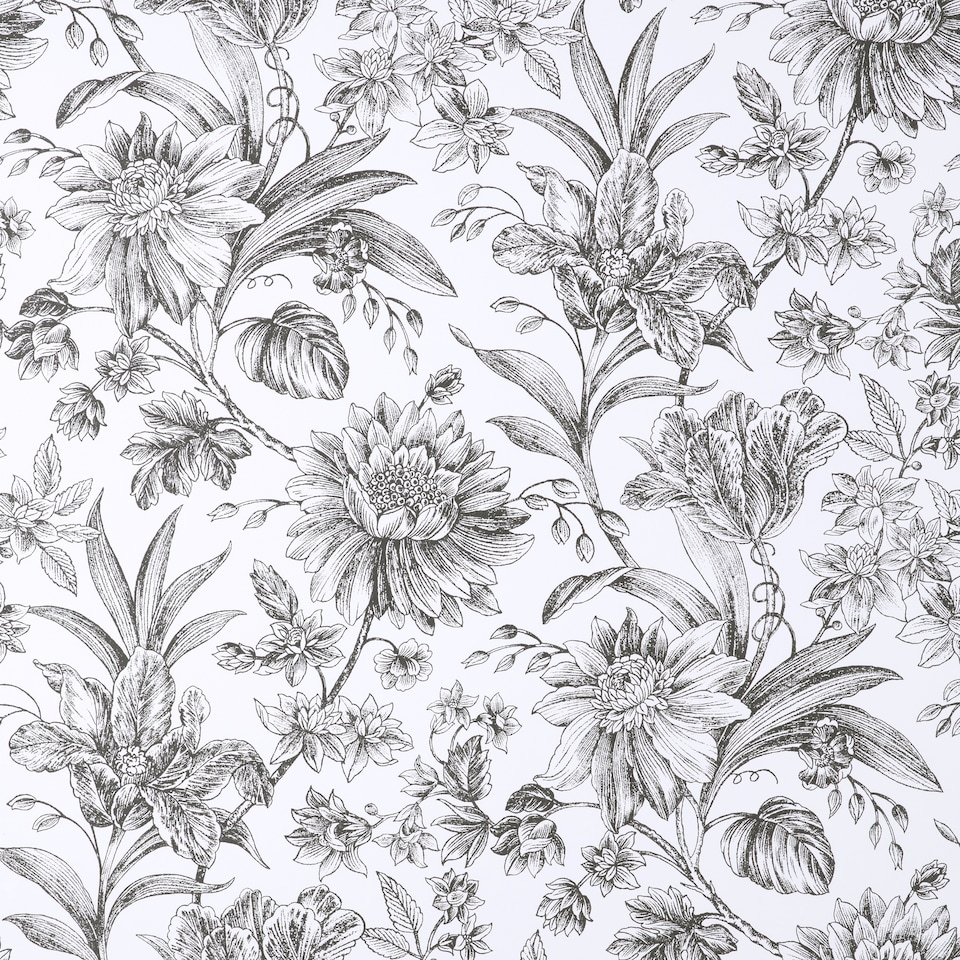 image 1 of NuWallpaper NHS4769 Etched Floral Mono Peel & Stick Wallpaper, Black | Black | Black | 2.86m² | 1