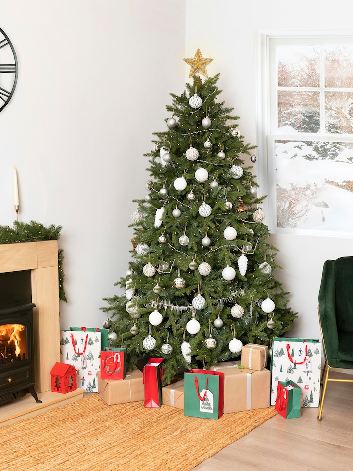 image 1 of Charles Bentley Luxury 6ft Faux Hinged Nordic Spruce Christmas Tree Green