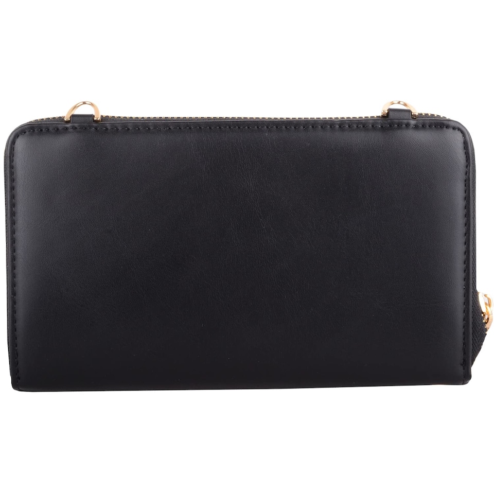 image 1 of Lorenz Womens Faux Leather Attachable Strap RFID Purse Wallet Clutch | Black | Black