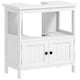 image 6 of kleankin Bathroom Pedestal Under Sink Cabinet with Storage Shelves, Door, White White | White