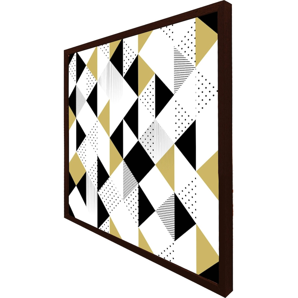 image 1 of Gold & black geometric triangles (Picture Frame) Brown | S