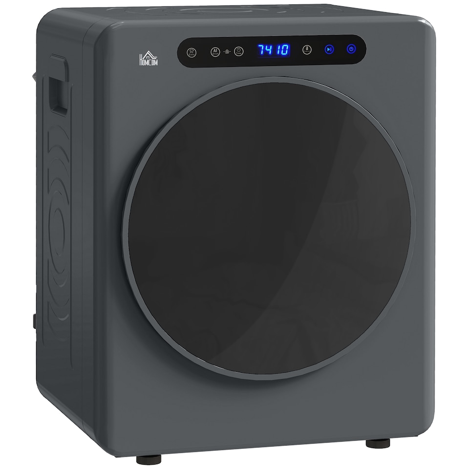 image 1 of HOMCOM 4kg Vented Tumble Dryer, 1000W Compact Freestanding Front Tumble Dryer with Stainless Steel Tub, Timer, 6 Heat Settings, Small Portable Clothes Drying Machine, Grey