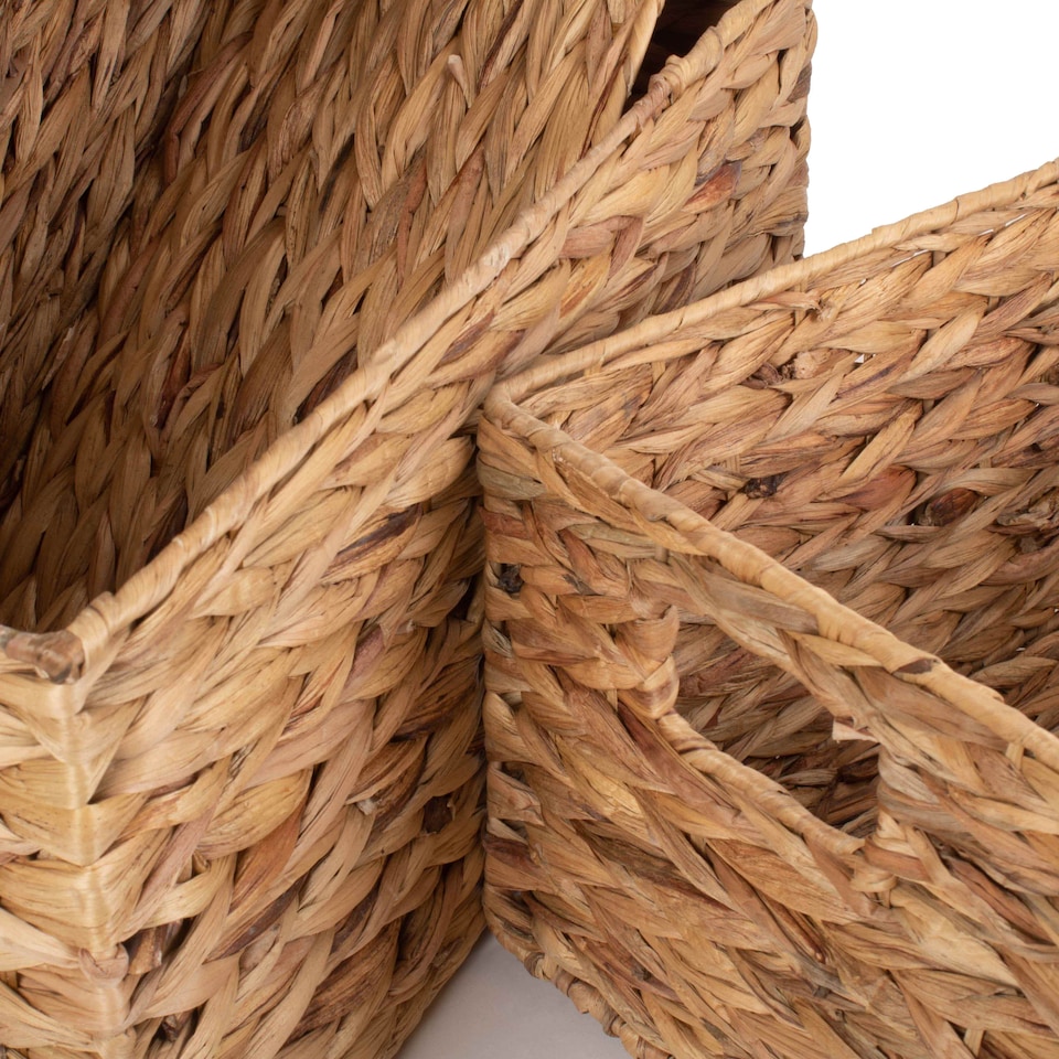 image 1 of Rectangular Water Hyacinth Set of 3 Storage Set | Brown | Brown | Not provided