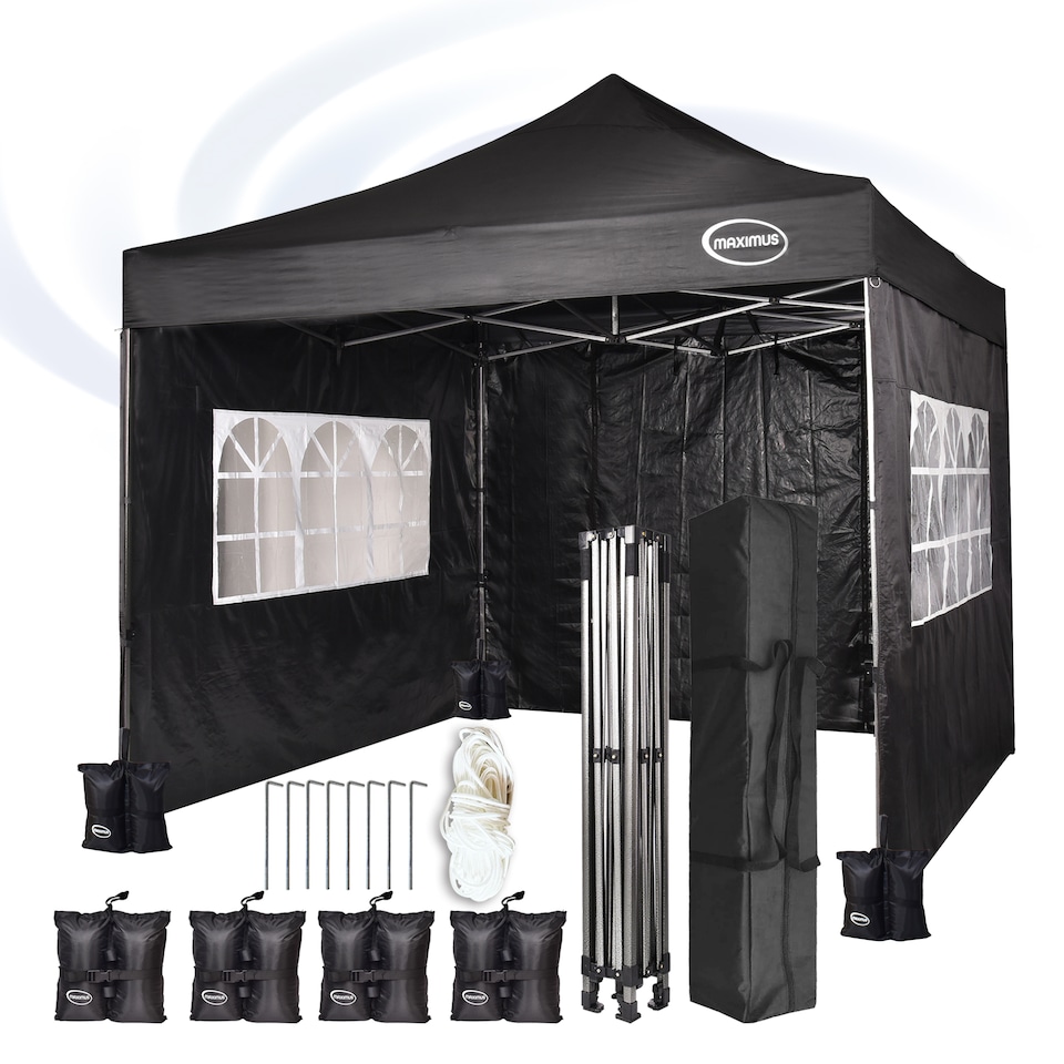image 1 of Maximus 3 x 3m Heavy Duty Pop up Gazebo With Removable Sides | Black | Black
