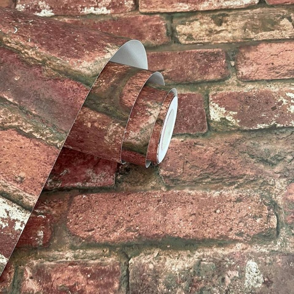 image 1 of Fine Decor Brick Wallpaper - Red - One Size Red