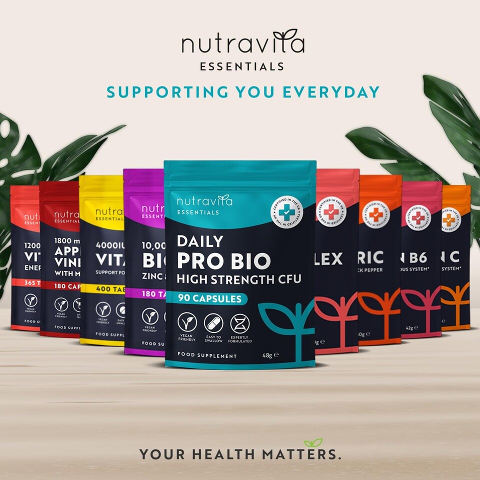 image 1 of Nutravita Probiotics for Gut Health & Bloating Relief for Men & Women - Bio Cultures Complex with Lactobacillus Acidophilus - 90 Vegan Capsules