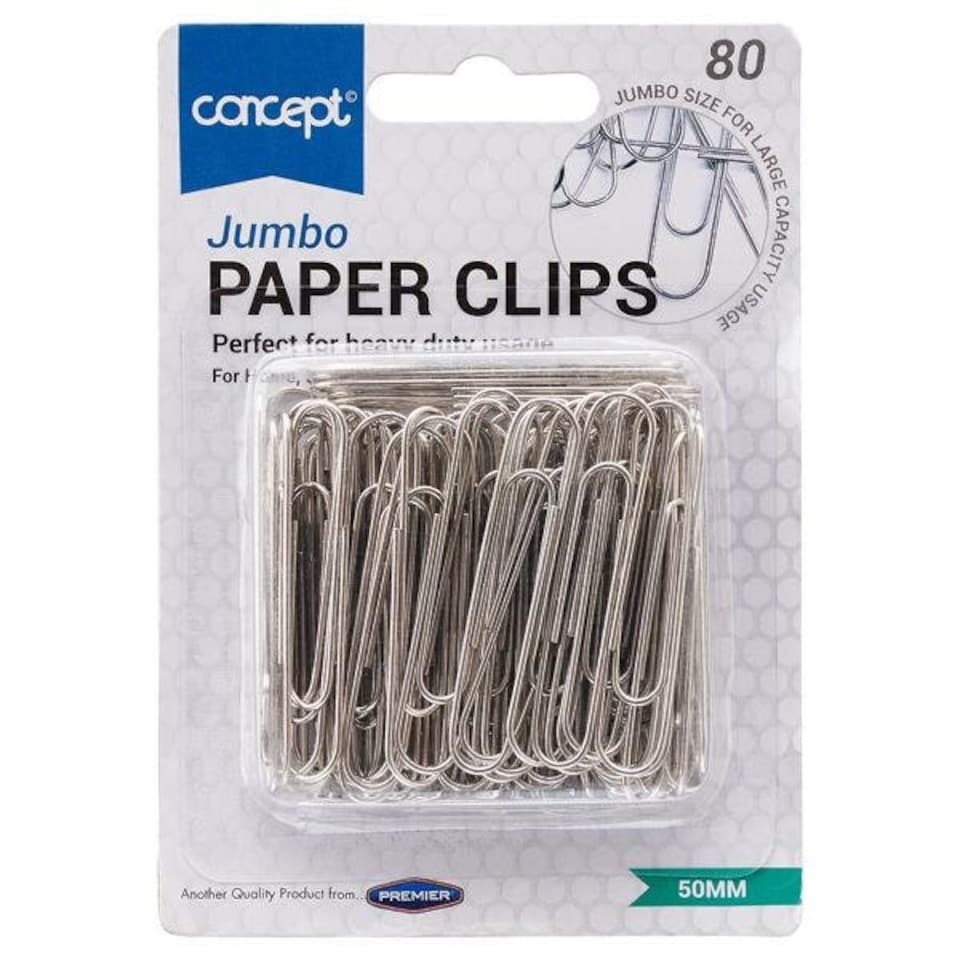 image 1 of Pack of 80 50mm Jumbo Paper Clips by Premier Office