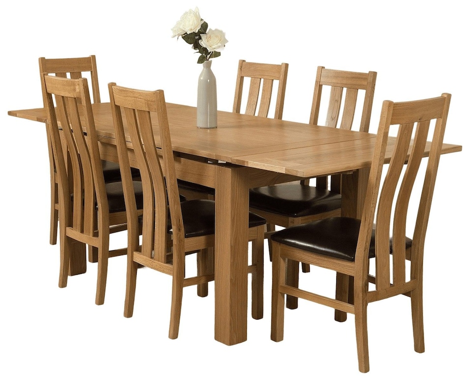 image 1 of Richmond 140-220cm Oak Extending Dining Table and 6 Princeton Chairs | Brown | Brown