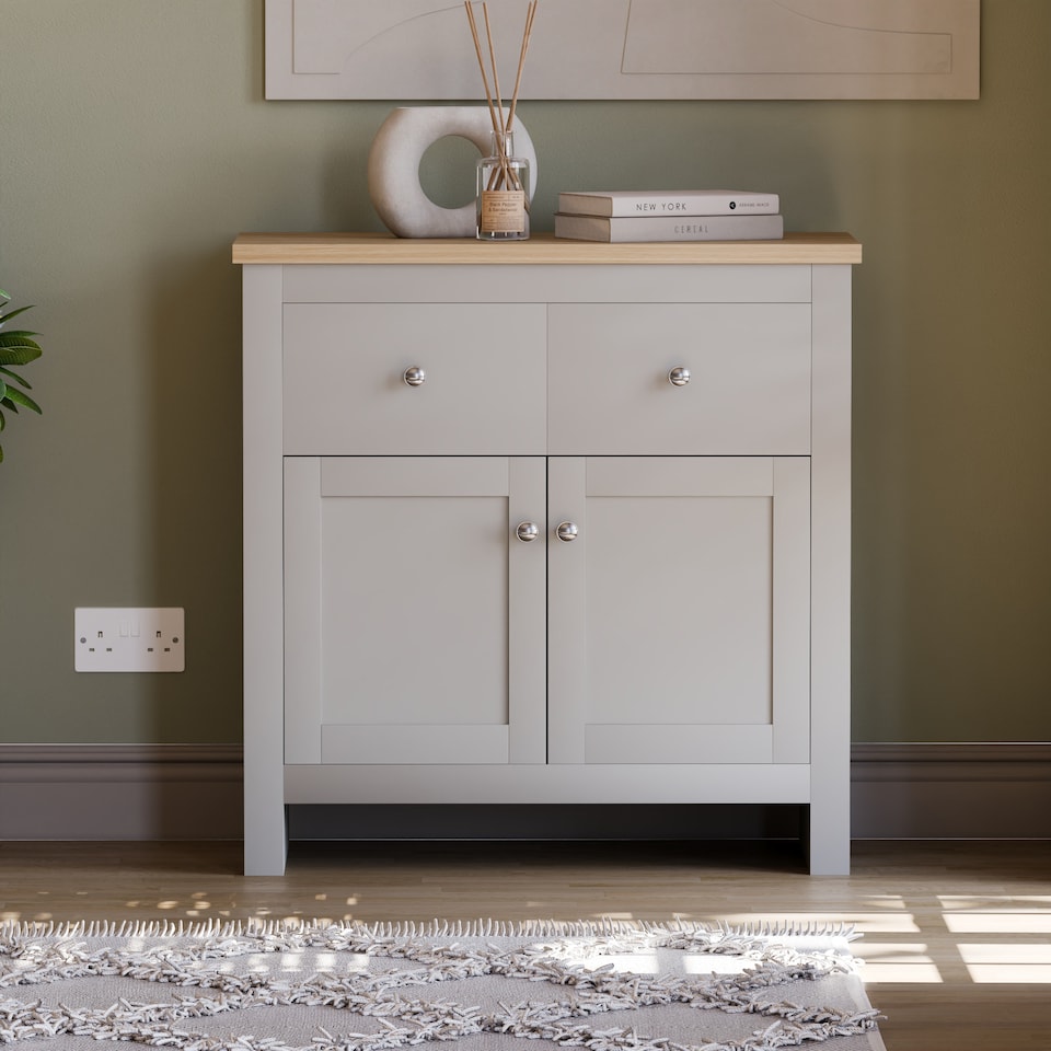 image 1 of Vida Designs Arlington 2 Drawer 2 Door Sideboard Shaker Buffet Cabinet Storage, Grey & Oak | Grey | Grey & Oak | 1