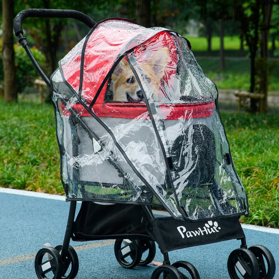 image 1 of PawHut Rain Cover for Dog Stroller Pram Buggy for S XS Dogs, Cats, W/ Two Entry
