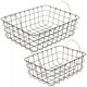 image 3 of 2-PC Rectangular Metal Wire Basket with Copper Handles