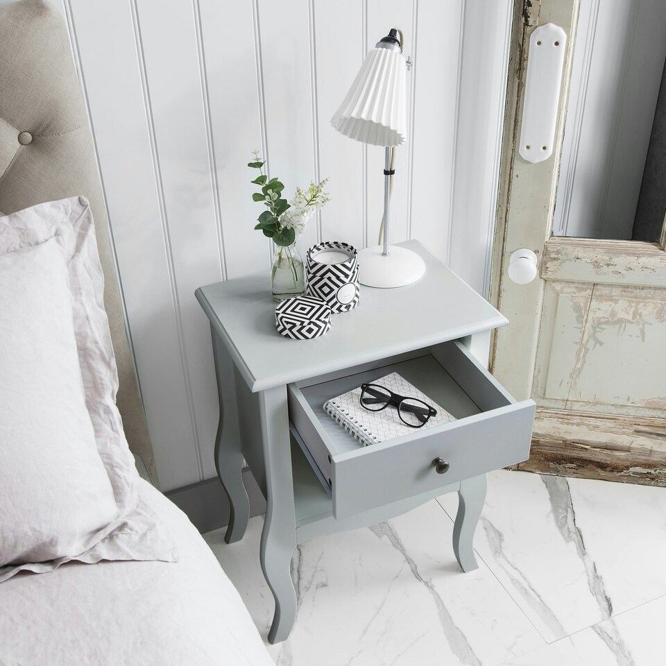 image 1 of Camille Bedside Table 1 Drawer in Classic White