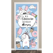 Be A Unicorn In A Field Of Horses Blue Sky Clouds Door Cover PVC Party Sign Decoration 66cm x 152cm