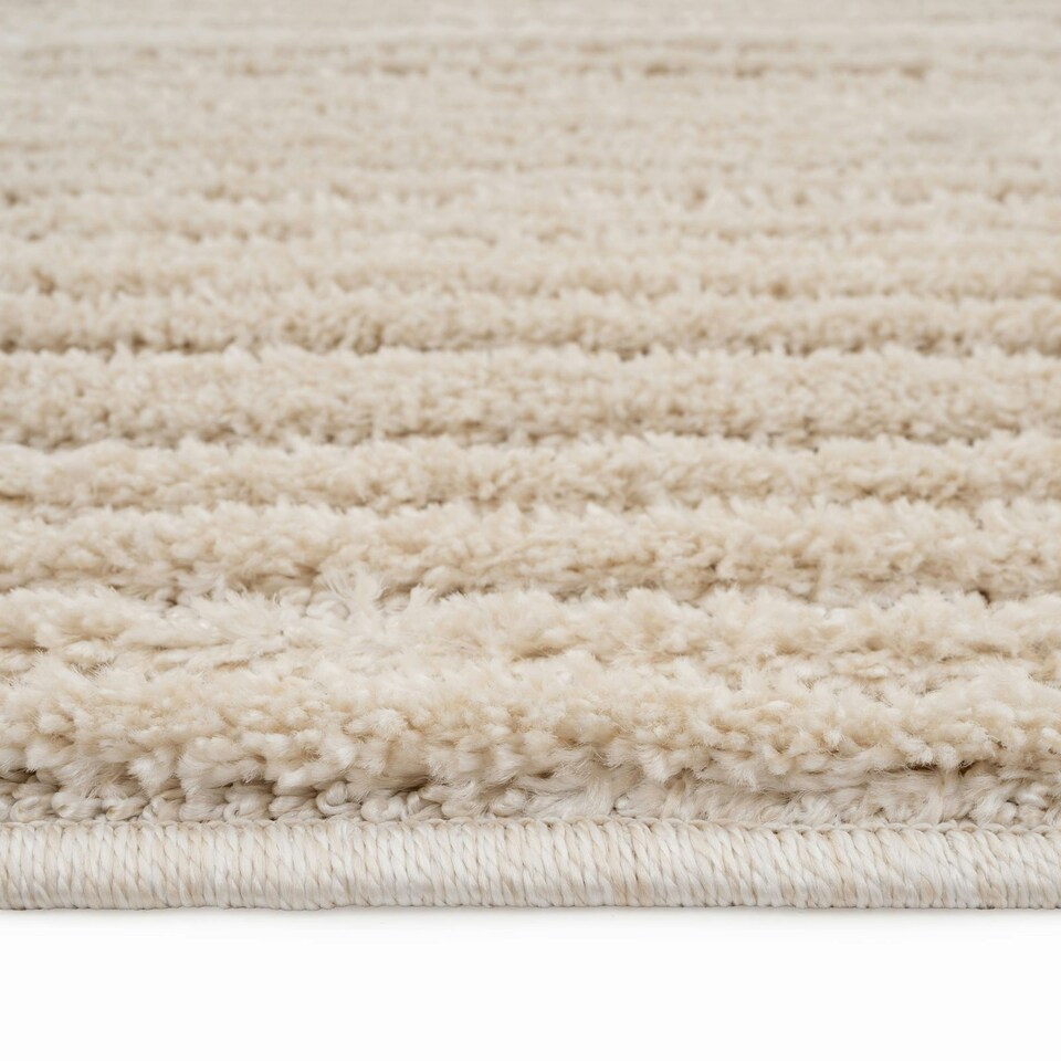 image 1 of KUKOON Grey Silver Striped Abstract Living Room Area Rug 190cm x 280cm Cream