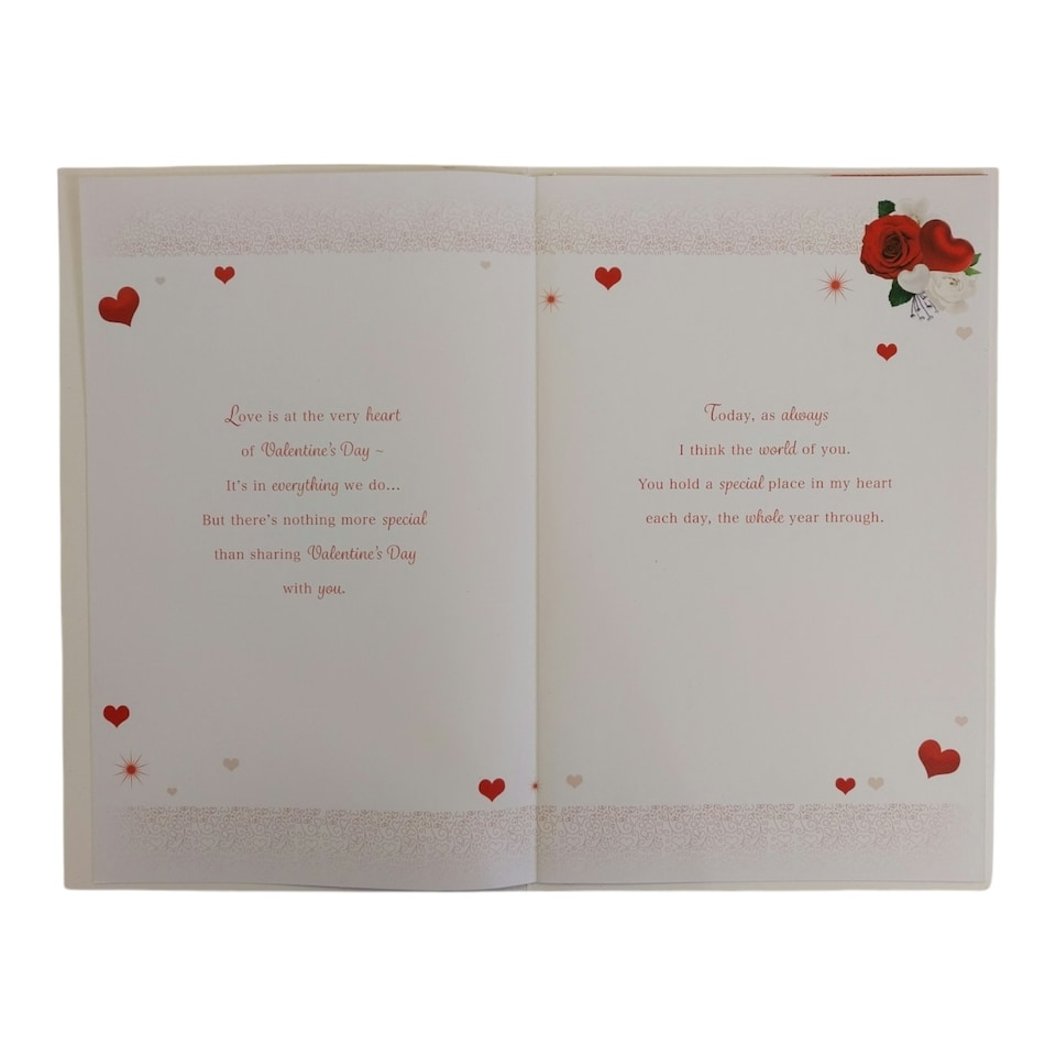 image 1 of To My Wife Roses Heart Design 8 Page Insert Valentine's Day Card