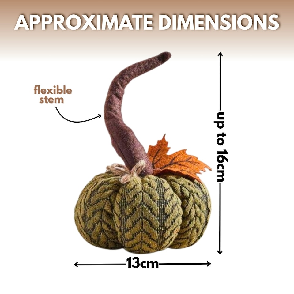 image 1 of Marco Paul 13cm Green Plush Pumpkin Soft Fabric Autumn Decoration for Halloween & Seasonal Displays