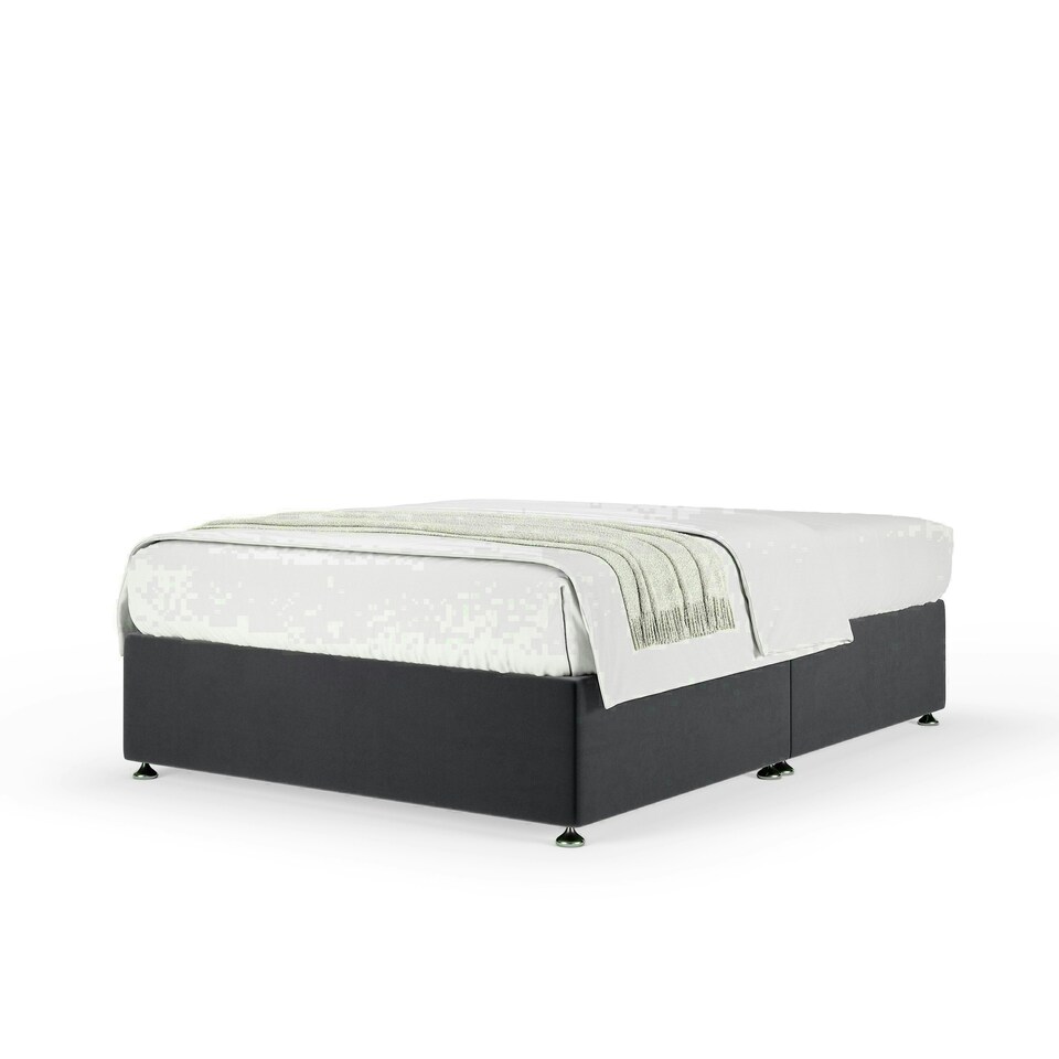 image 1 of Graphite Plush Velvet No Drawer Divan Base Super King