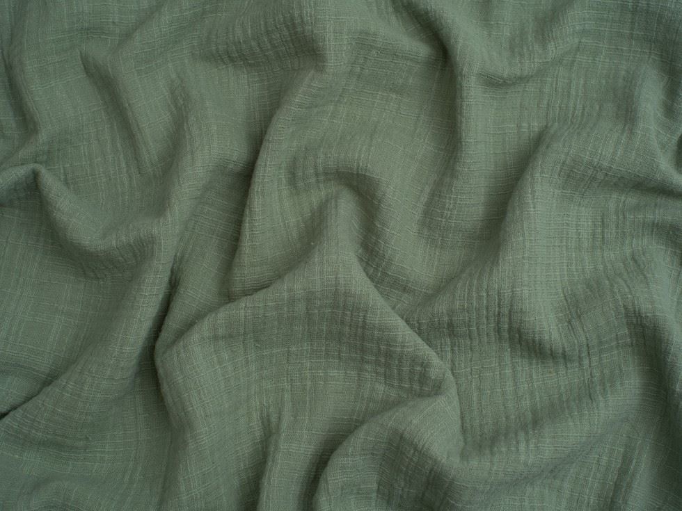 Minerva Core Range Mint Green Slub Cotton Double Gauze Dressmaking Fabric, 130cm / 51" Wide - per metre