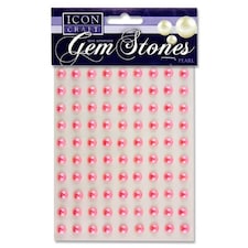 Pack of 90 Pearl Pink Self Adhesive 8mm Gem Stones by Icon Craft