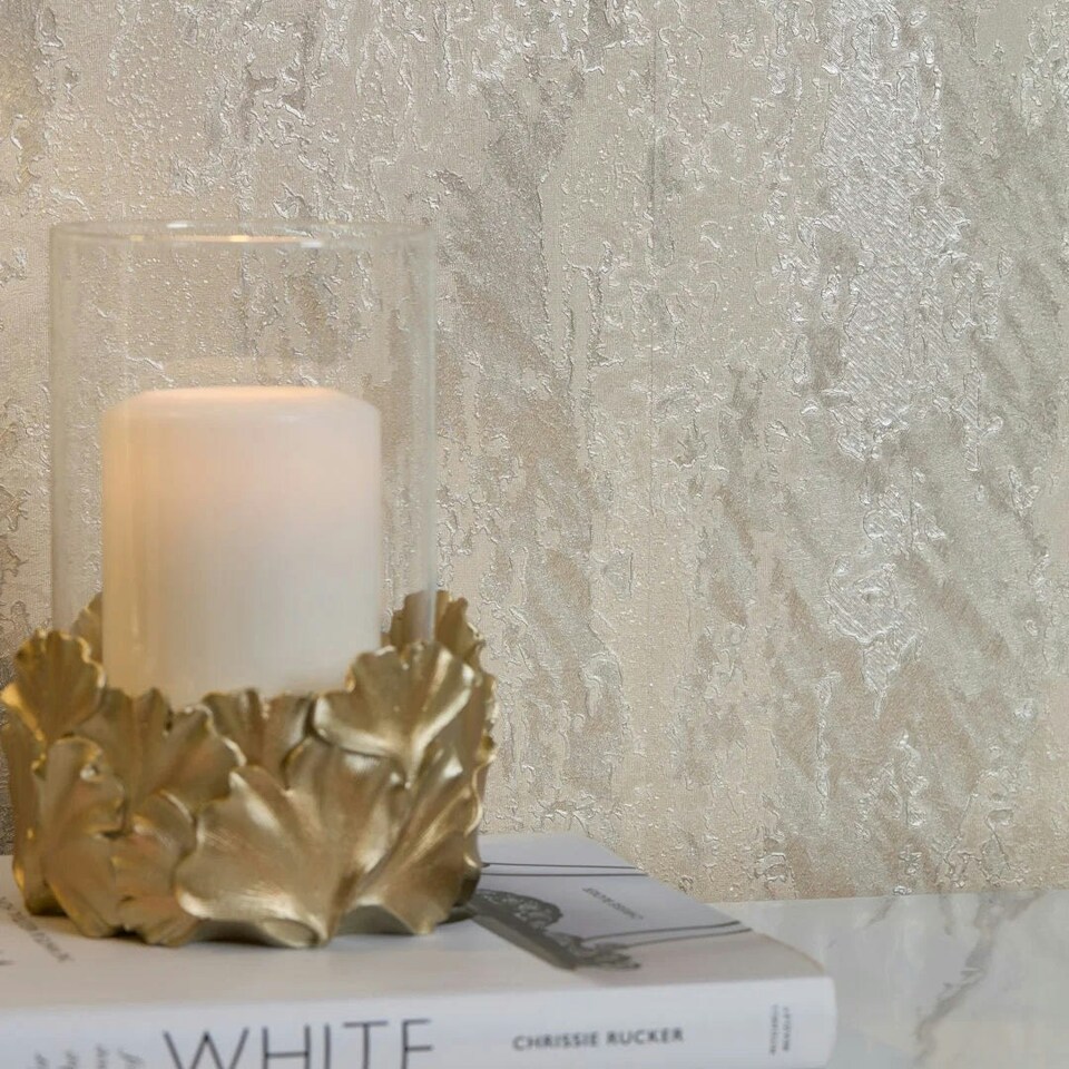 image 1 of Nova Metallic Wallpaper in Warm Grey and Silver Multi